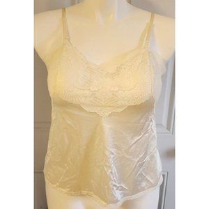 Vintage Applause Nylon/Lace Camisole Cami Slip Top Off White USA Made‎ Size 36